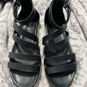 A.N.A Black Strappy Sandals